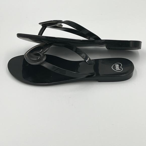 Melissa Mel Women's Black Heart Flip Flops Sandals sz 6 US 37 EUR - Picture 4 of 8
